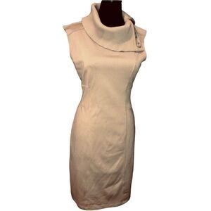 SPENSE Women’s Sleeveless Heavy Knit Fabric Light Khaki Tan Cowl Neck Buttons